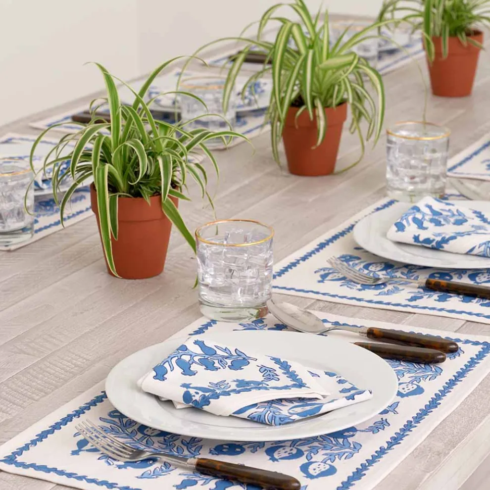 Pom Bells Wedgewood Napkin | Set of 4