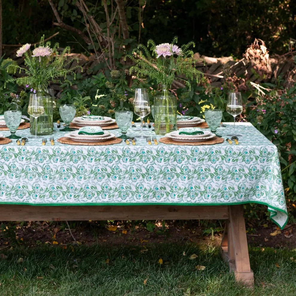 Gardenia Vine Emerald Tablecloth