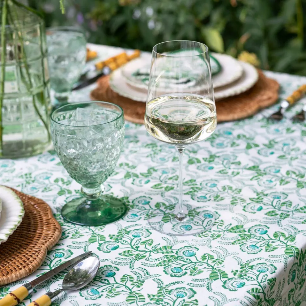 Gardenia Vine Emerald Tablecloth