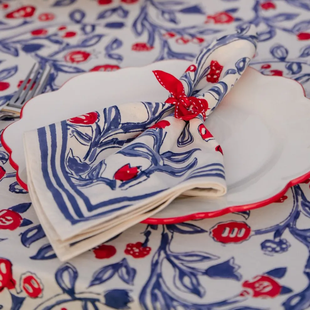 Emma Red & Blue Napkin | Set of 4