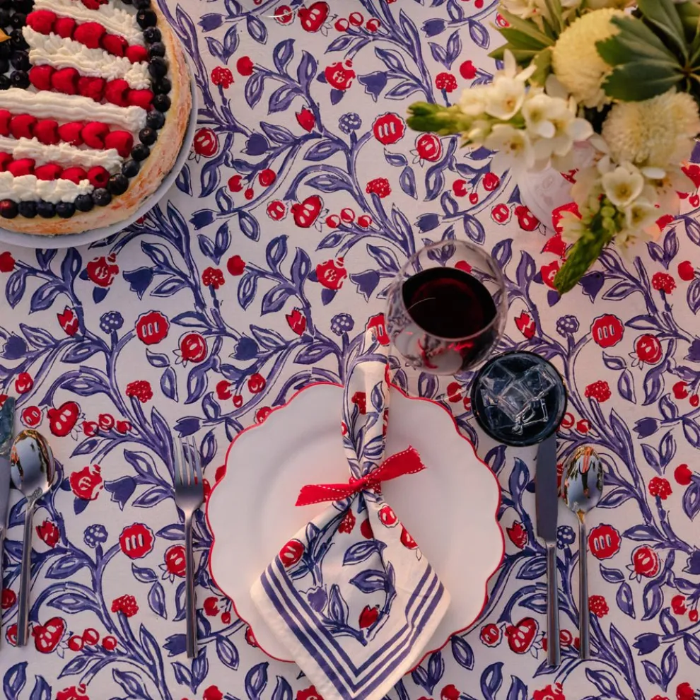 Emma Red & Blue Napkin | Set of 4