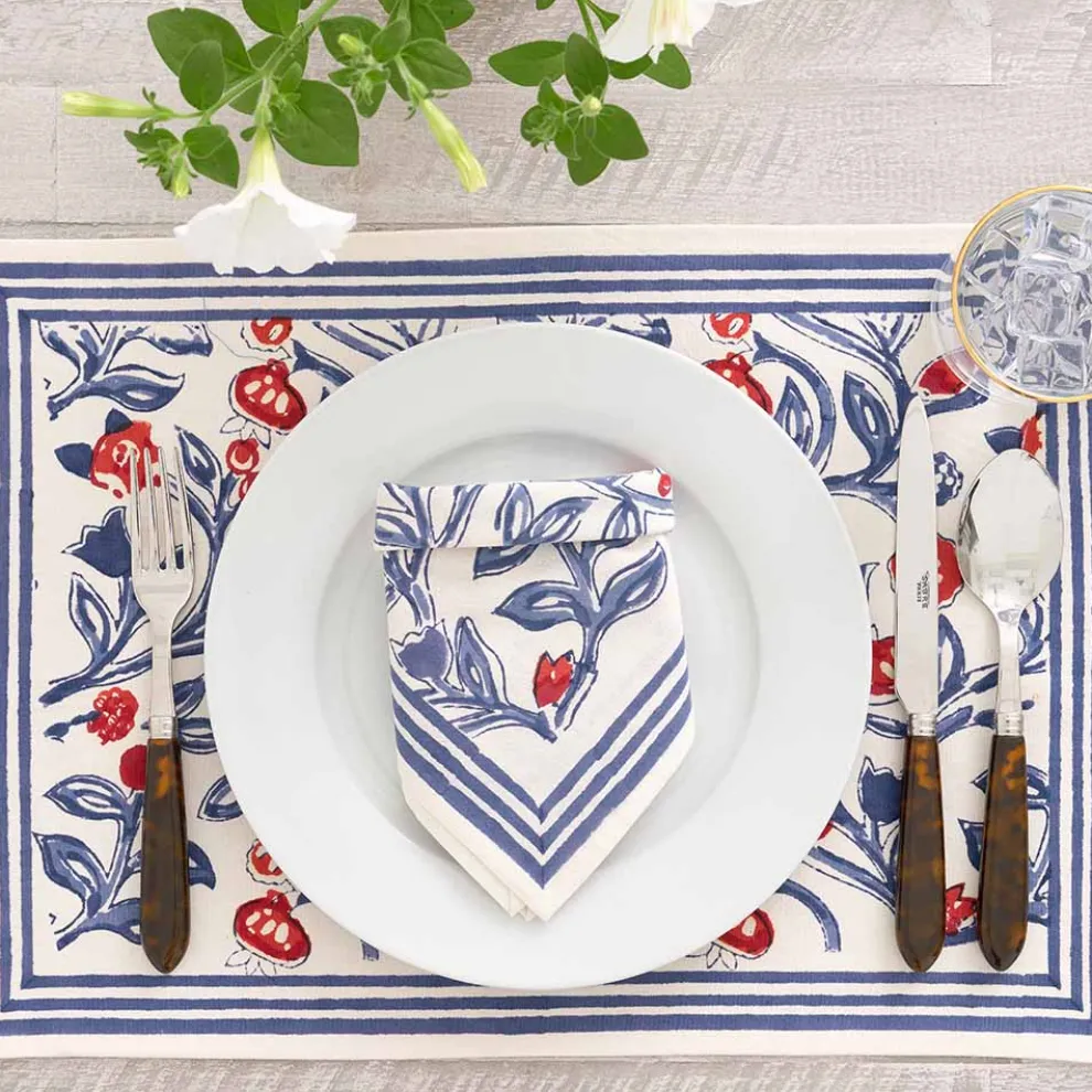 Emma Red & Blue Napkin | Set of 4