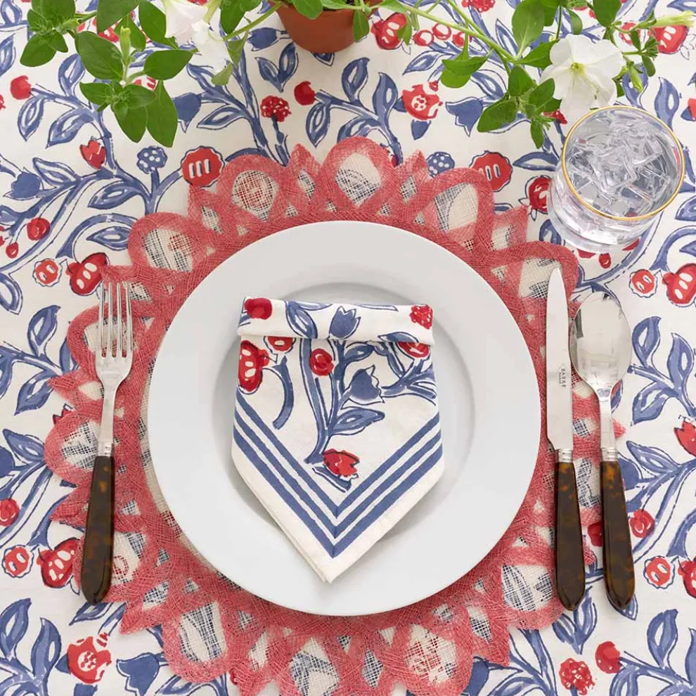 Emma Red & Blue Napkin | Set of 4