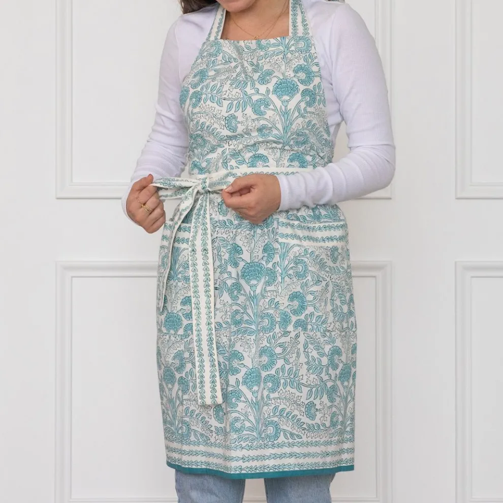 Floral Trellis Aqua Apron