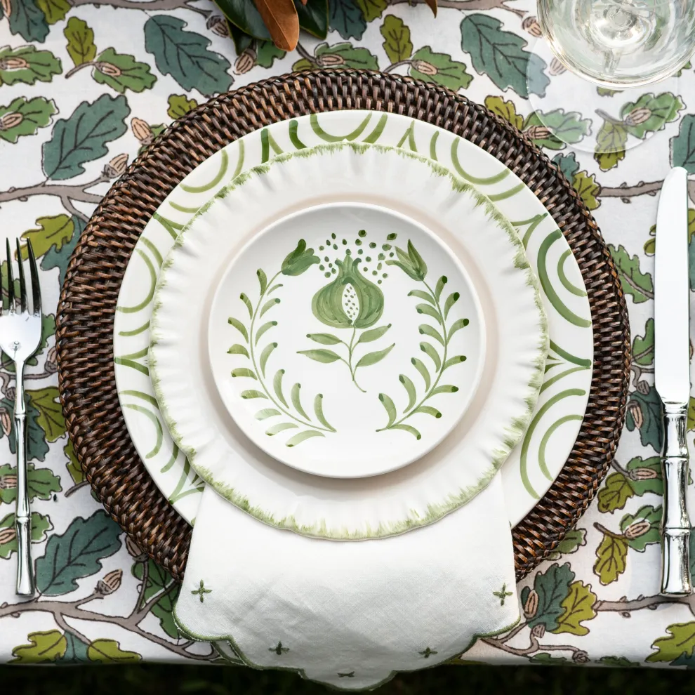 Pomegranate Crest Green Appetizer Plate | Set of 4