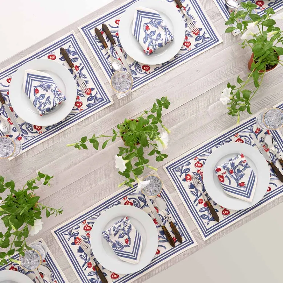 Emma Red & Blue Placemat | Set of 4