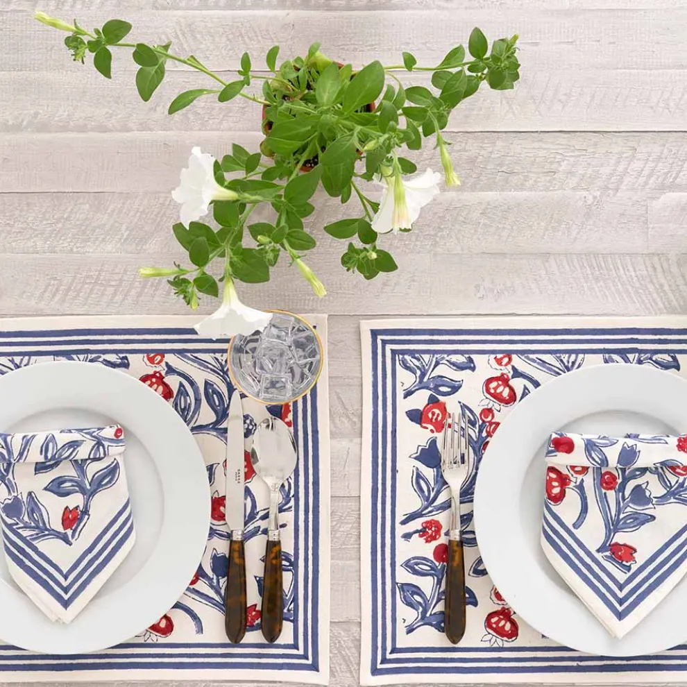 Emma Red & Blue Placemat | Set of 4