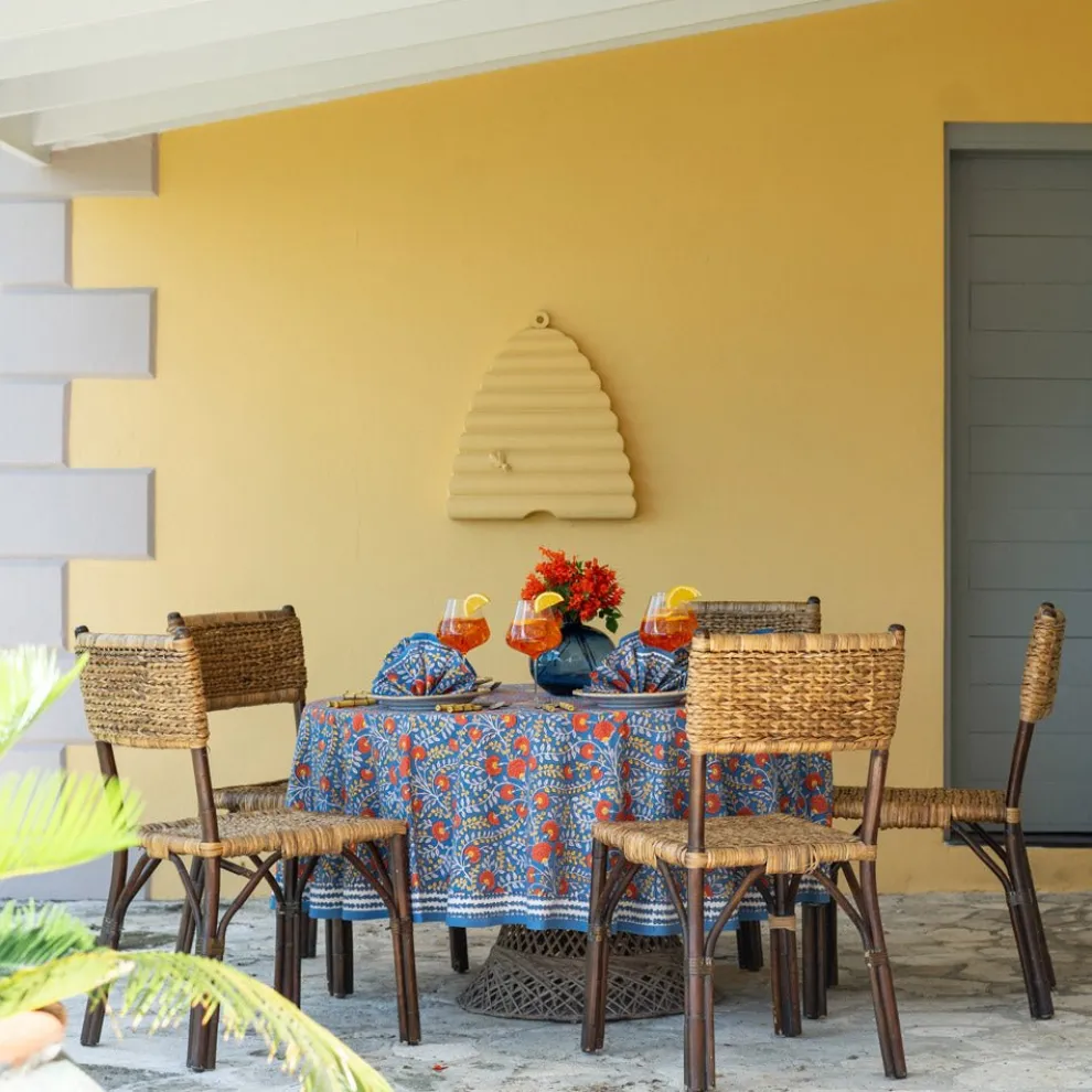 Cactus Flower Blue & Poppy Tablecloth
