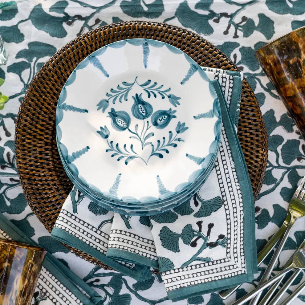 Pomegranate Trio Vine Teal Salad Plate | Set of 2