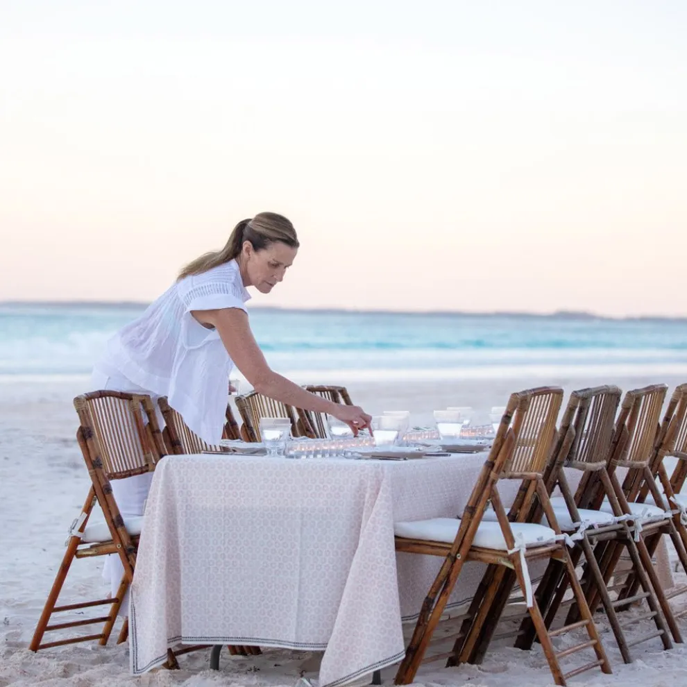 India Hicks Home Mini Sea Biscuit Blush Tablecloth