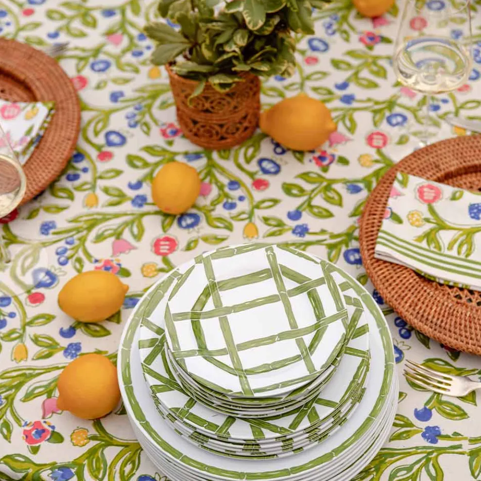 Green Bamboo Melamine Dinner Plate | Set of 6