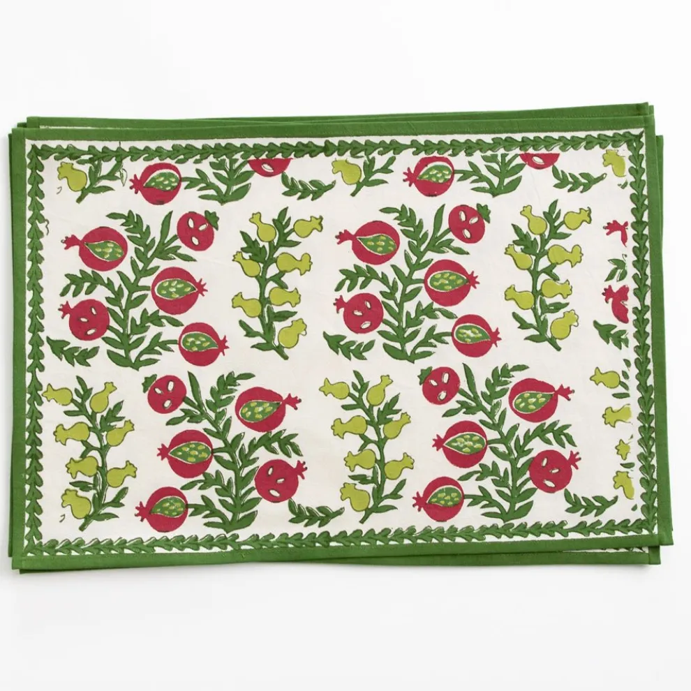 Pom Bells Basil & Magenta Placemat