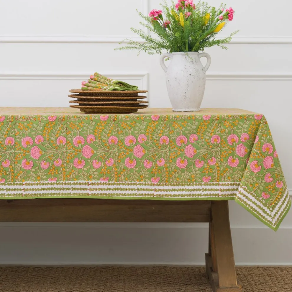 Cactus Flower Fern & Flamingo Tablecloth