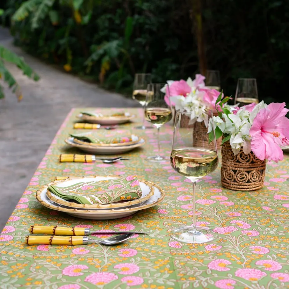 Cactus Flower Fern & Flamingo Tablecloth