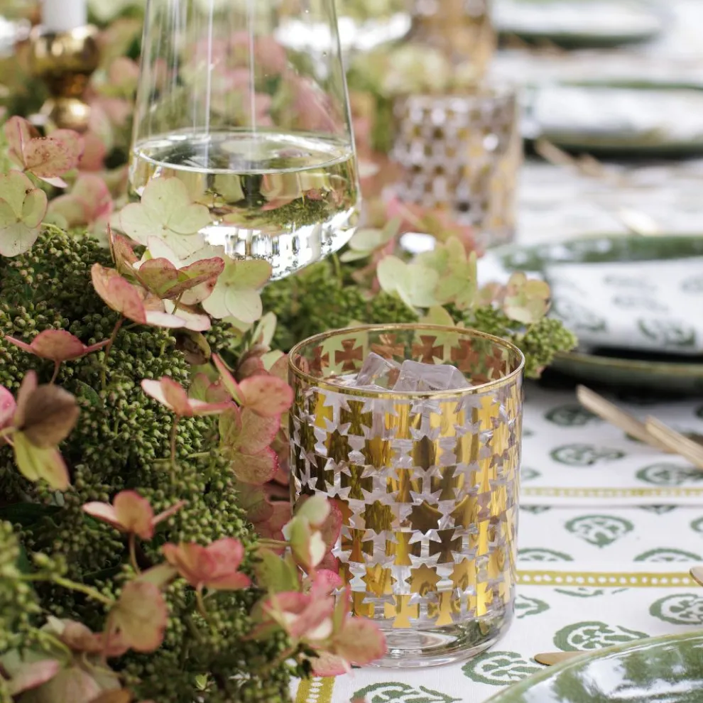 India Hicks Home Gold Cuban Cross Bourbon Glass | Set of 4