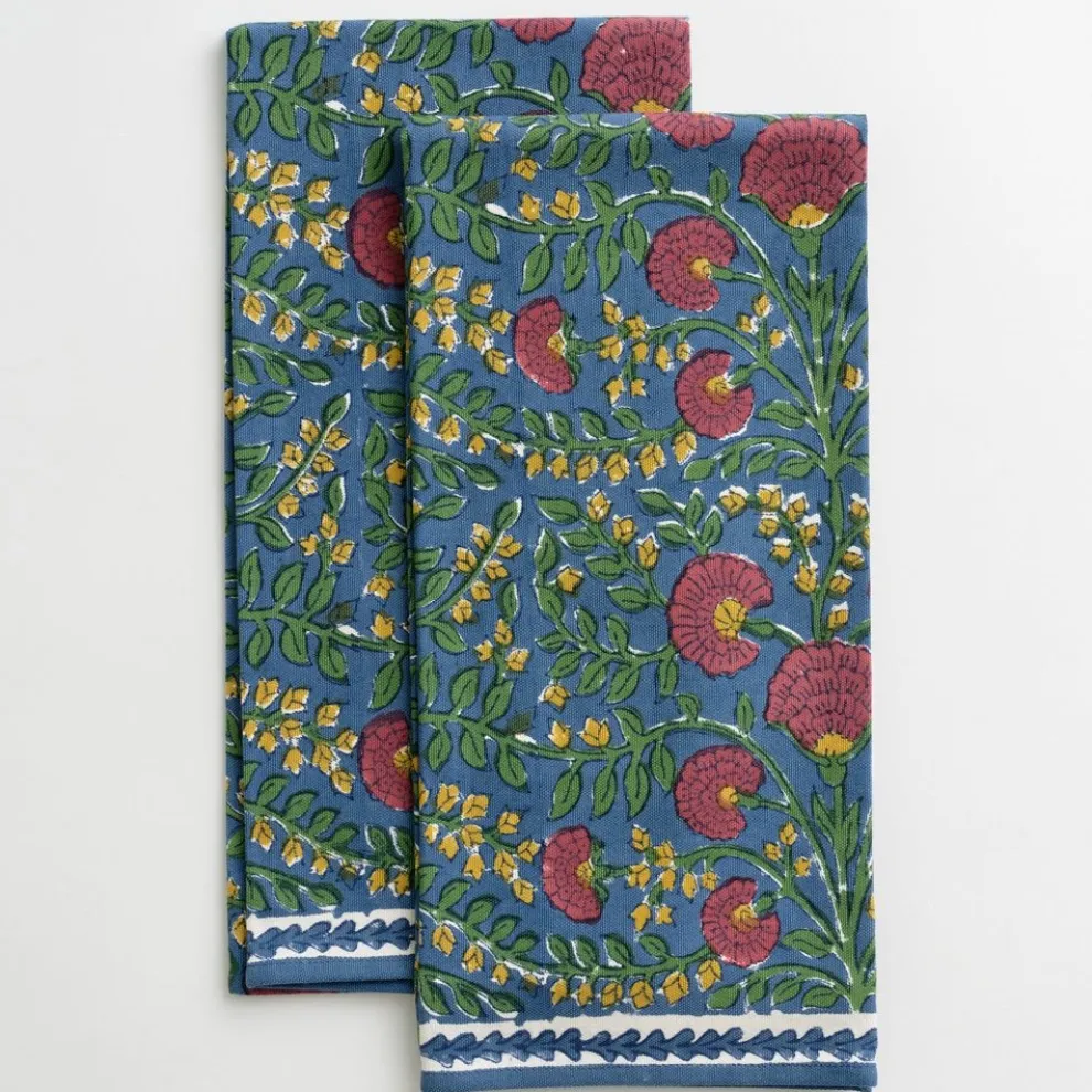 Cactus Flower Midnight & Magenta Tea Towels