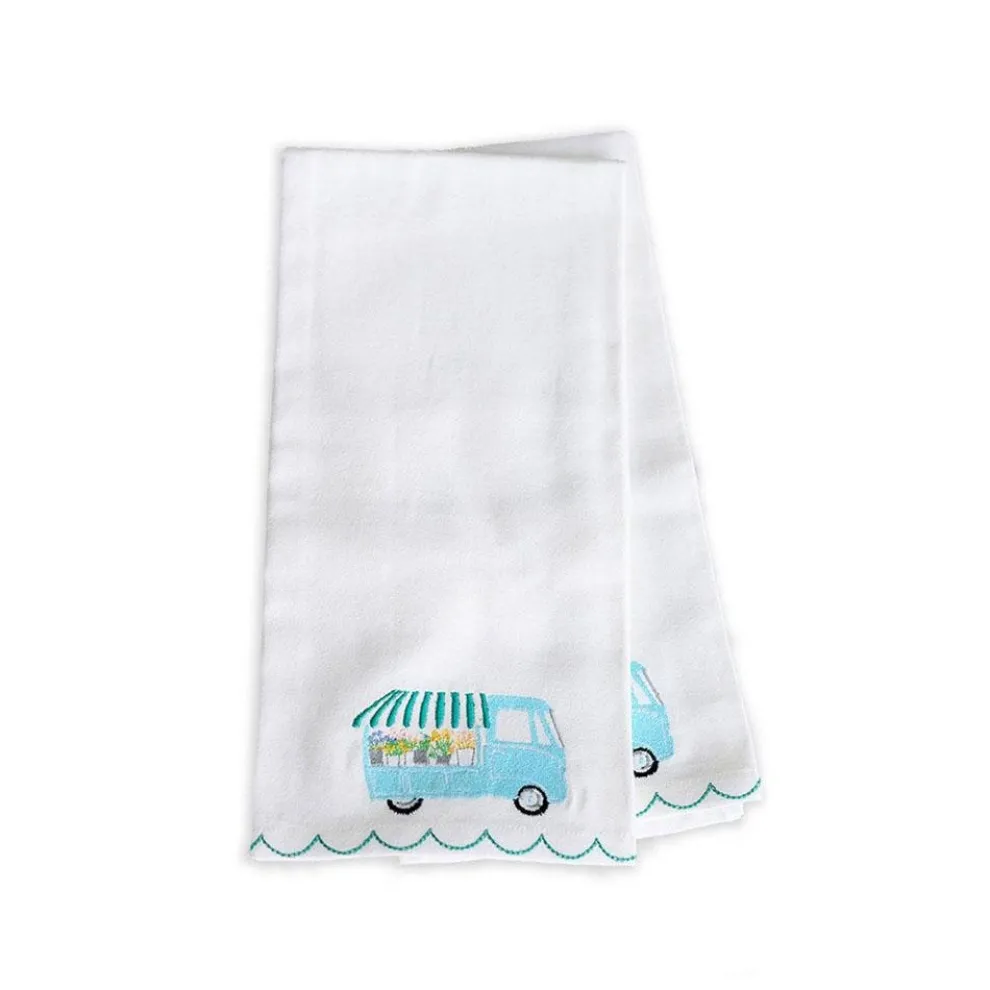 Embroidered tea towels cute flower cart | Set 2