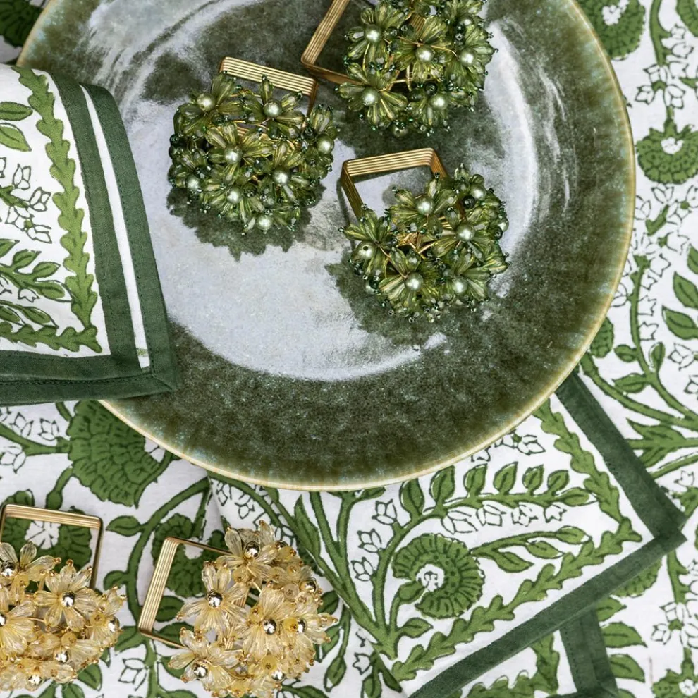 Fern Bouquet Beaded Napkin Ring | Set of 4