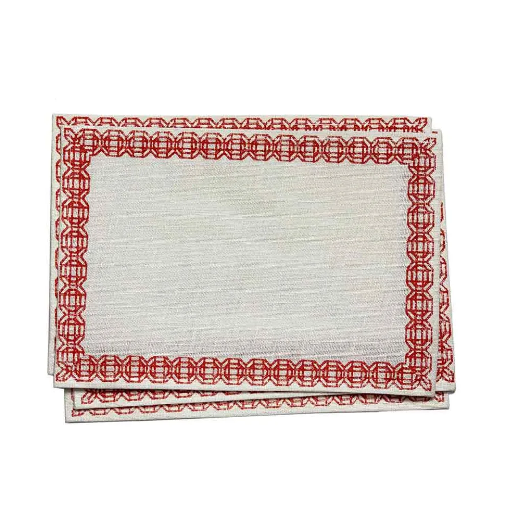 Coral Bamboo Jute Placemat | Set of 4