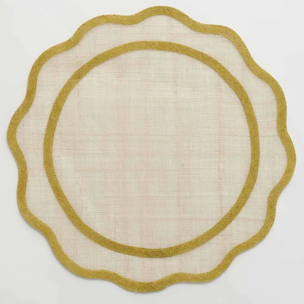 Yellow Scallop Edge Woven Placemats | Set 4