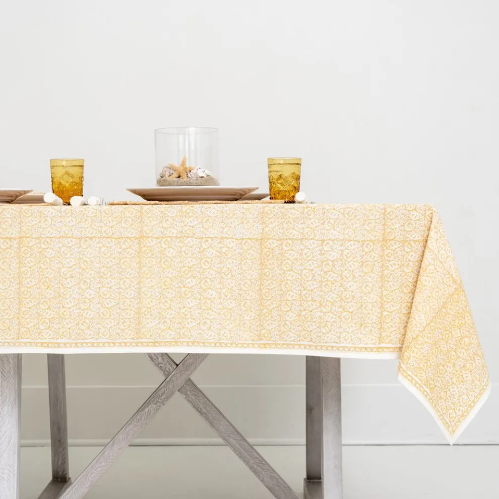 India Hicks Home Seashell Golden Tablecloth