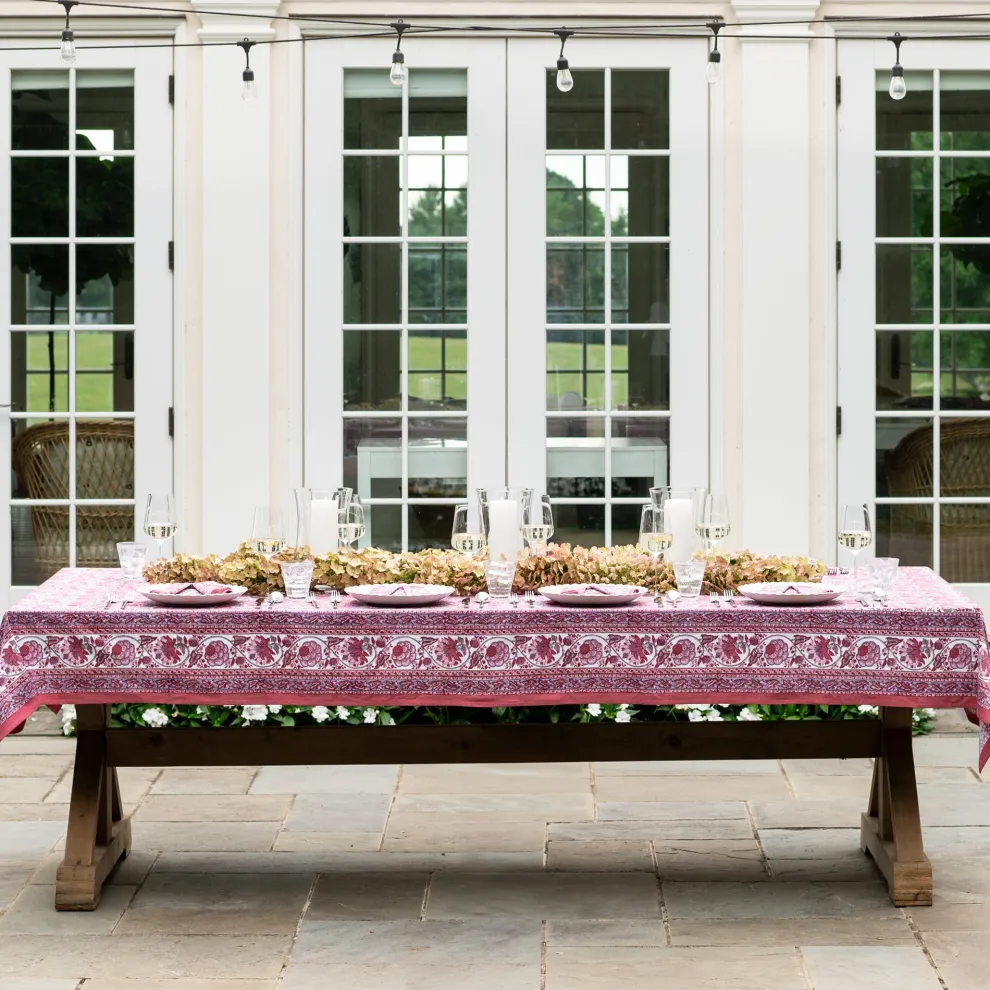 Bohemian Floral Dusty Rose Tablecloth