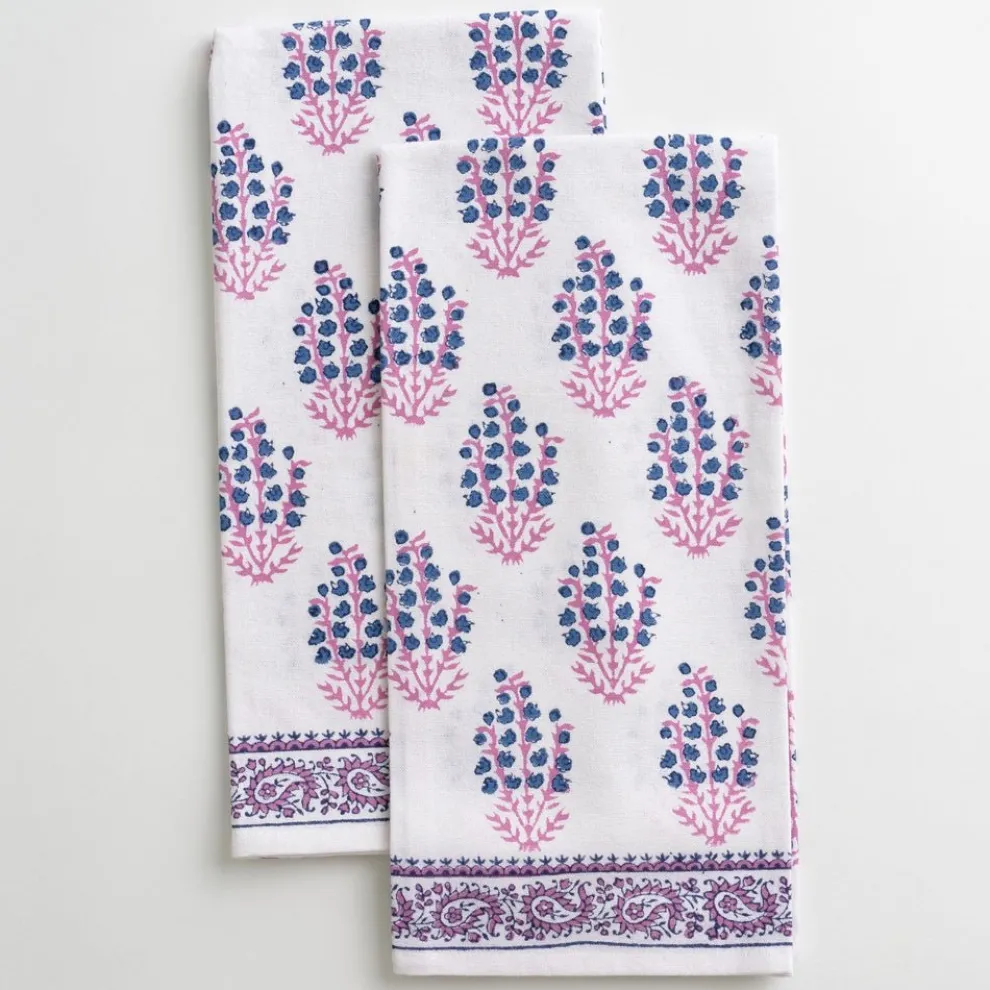 Sagar Blue & Magenta Tea Towels