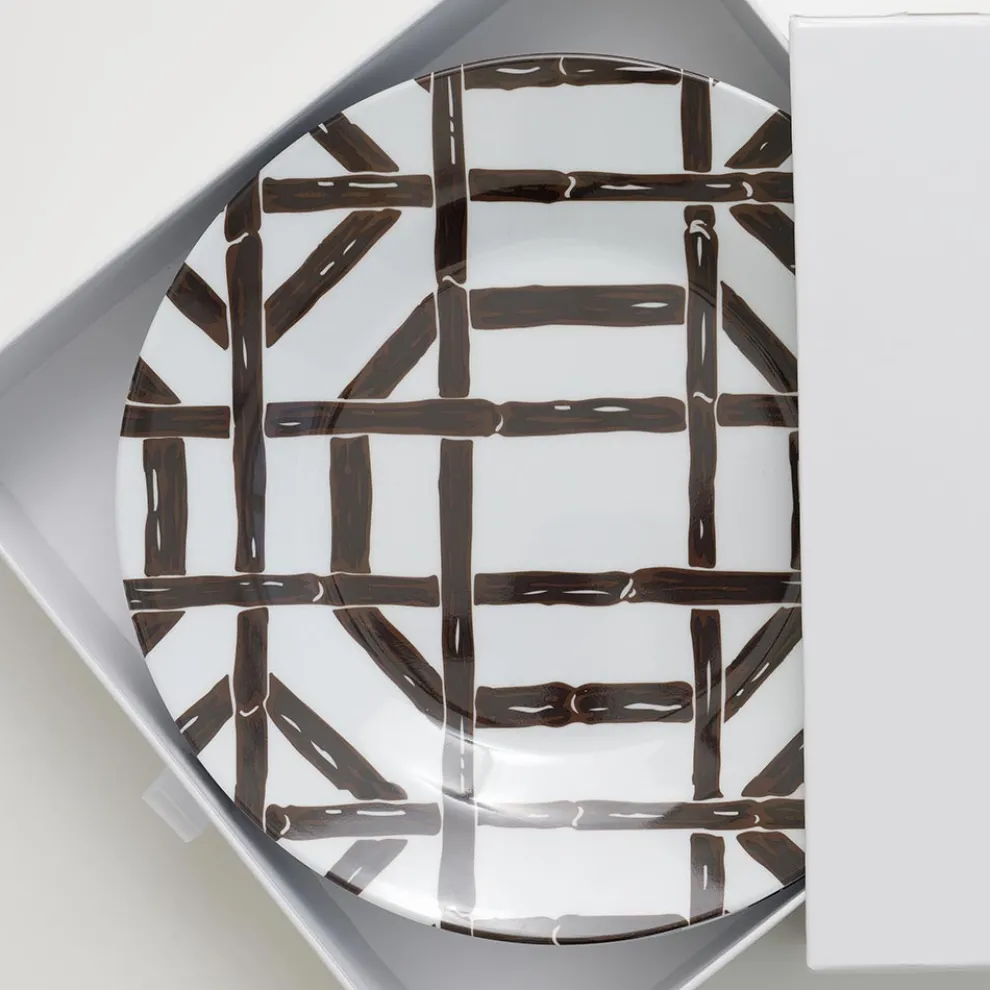 Brown Bamboo Melamine Appetizer Plate | Set of 6