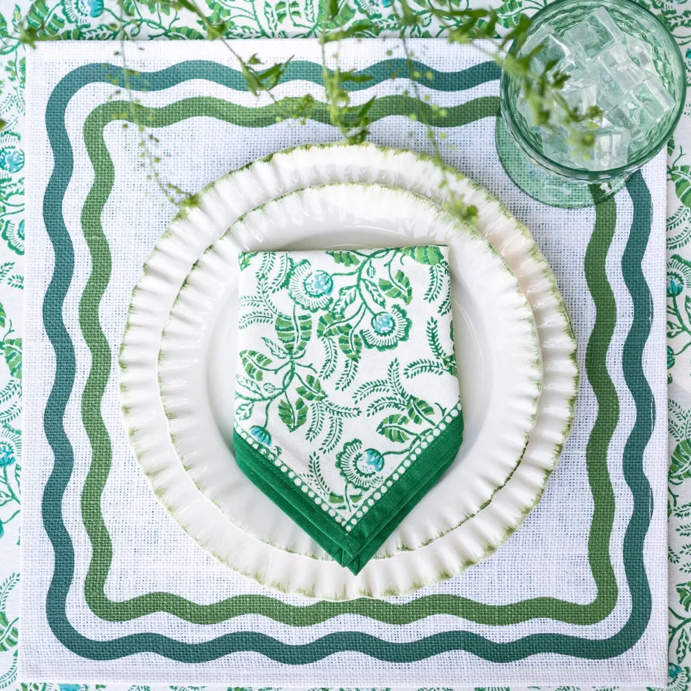 Green Square Wave Placemat | Set of 4