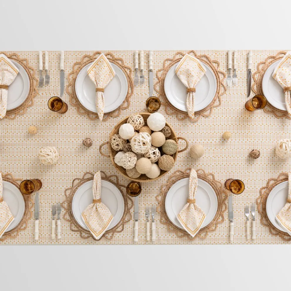 India Hicks Home Palm Avenue Golden Tablecloth