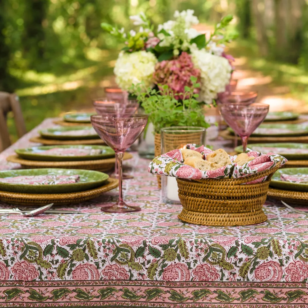 Bohemian Floral Moss & Mauve Tablecloth
