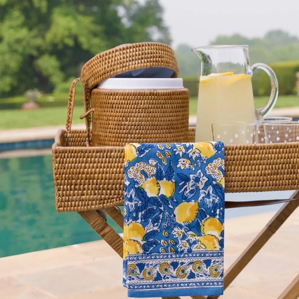 Woven Rattan Lidded Ice Bucket