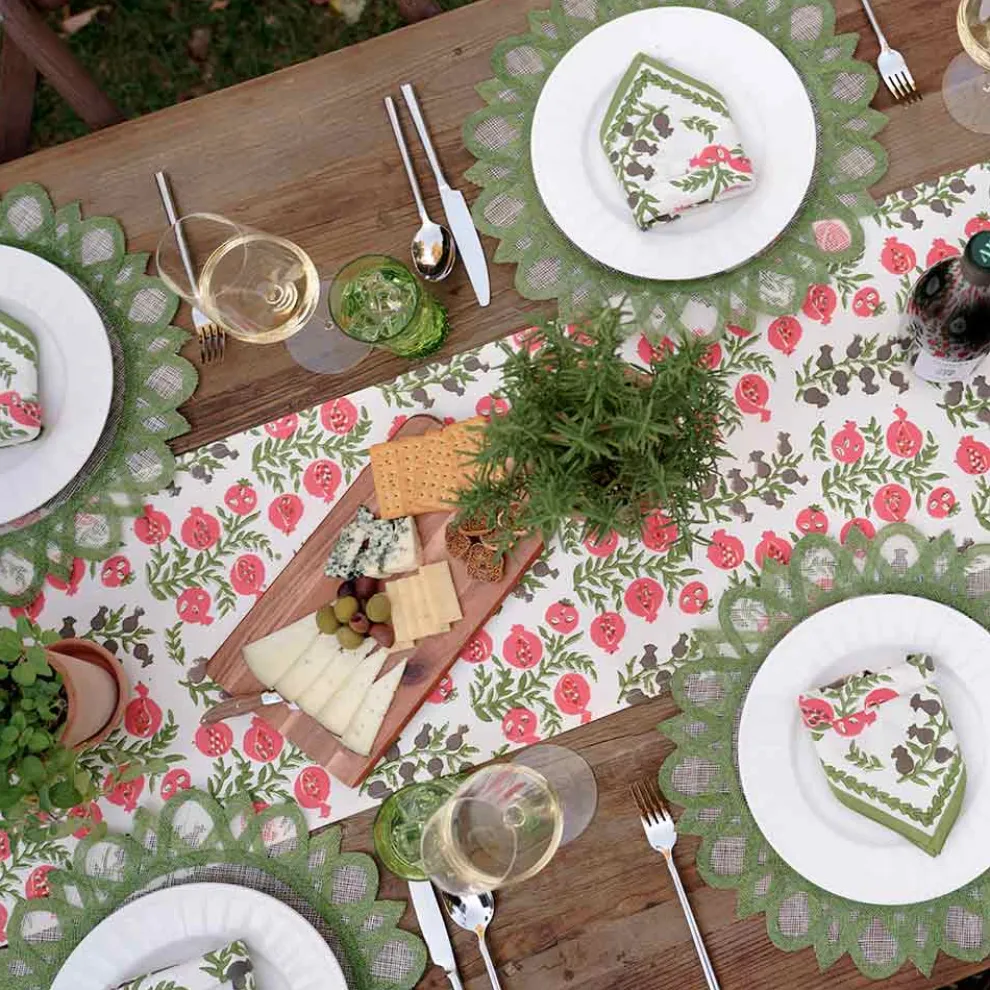 Pom Bells Fern & Poppy Table Runner