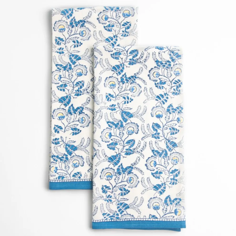 Gardenia Vine Azure Tea Towels