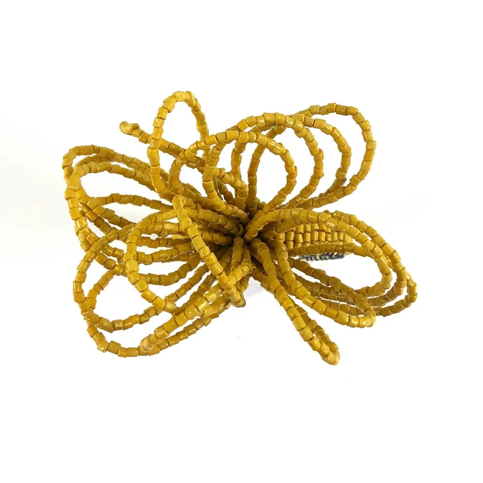 Yellow Bow Beaded Napkin Ring | Set of 4