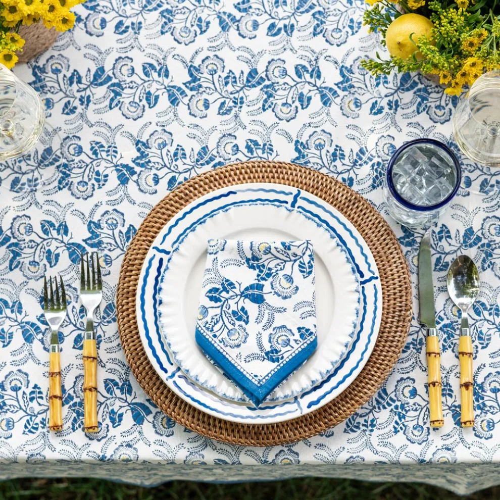 Gardenia Vine Azure Napkin | Set of 4