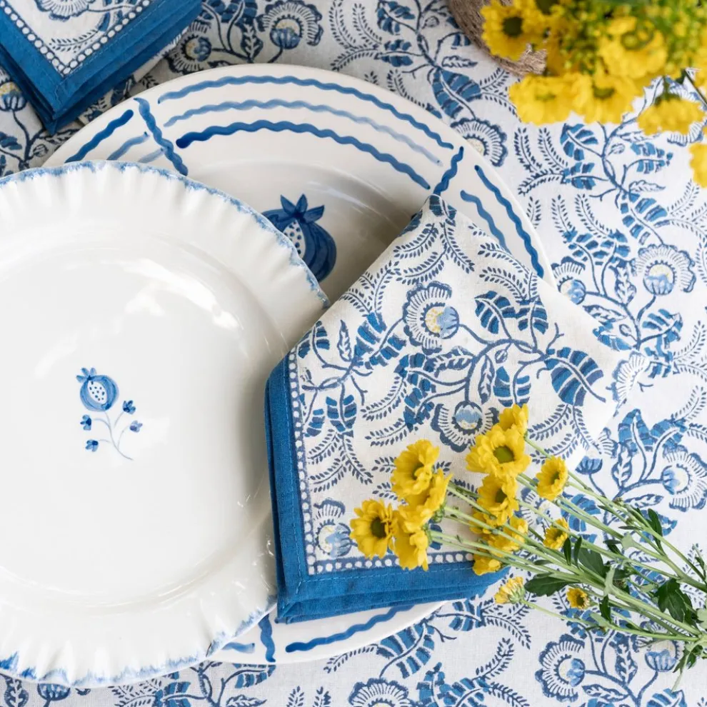 Gardenia Vine Azure Napkin | Set of 4