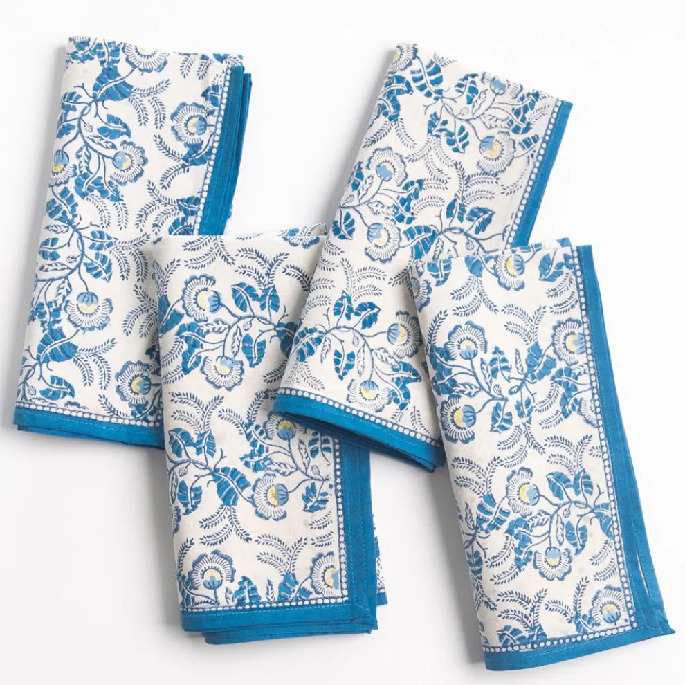 Gardenia Vine Azure Napkin | Set of 4