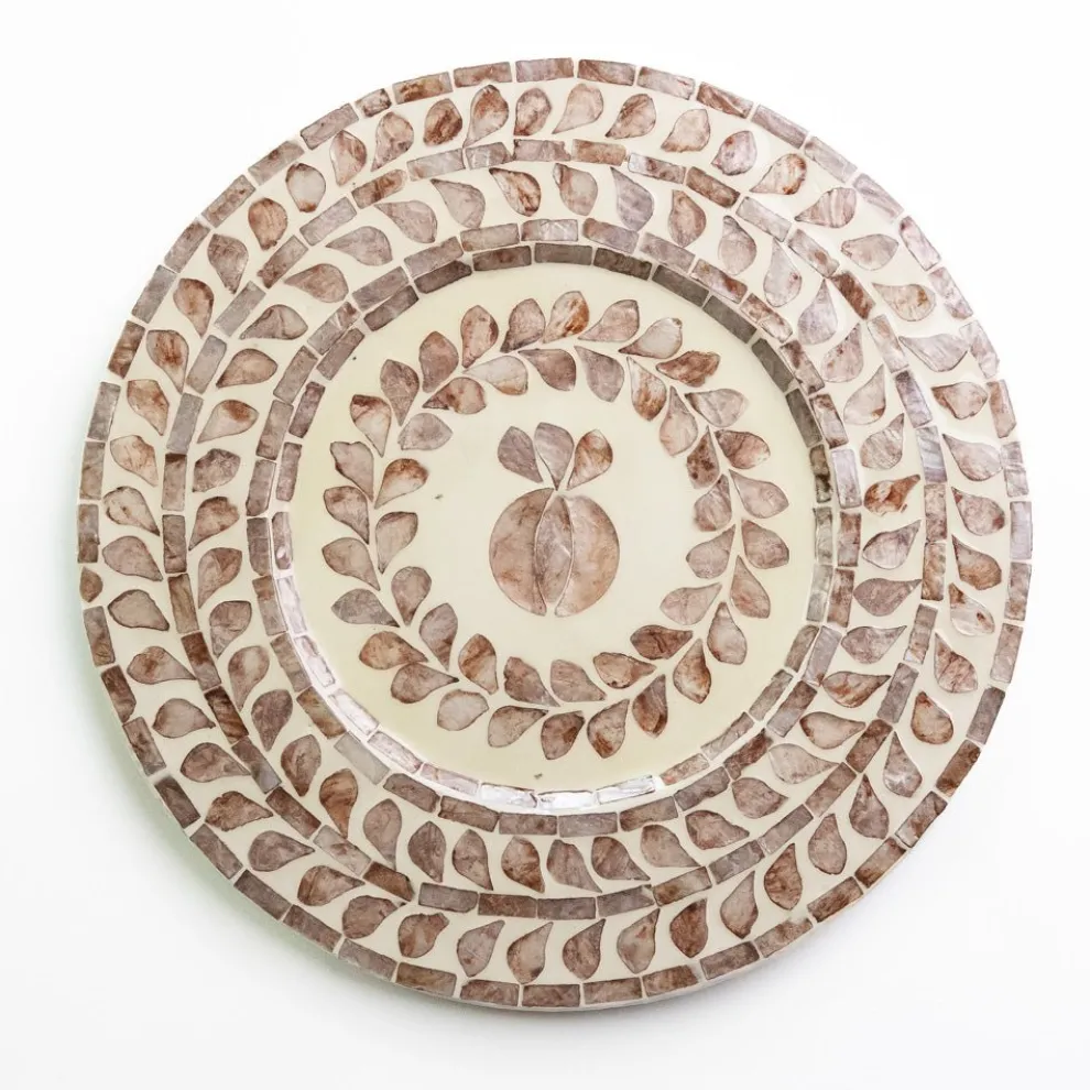 Capiz Shell Pomegranate Charger Taupe | Set of 4