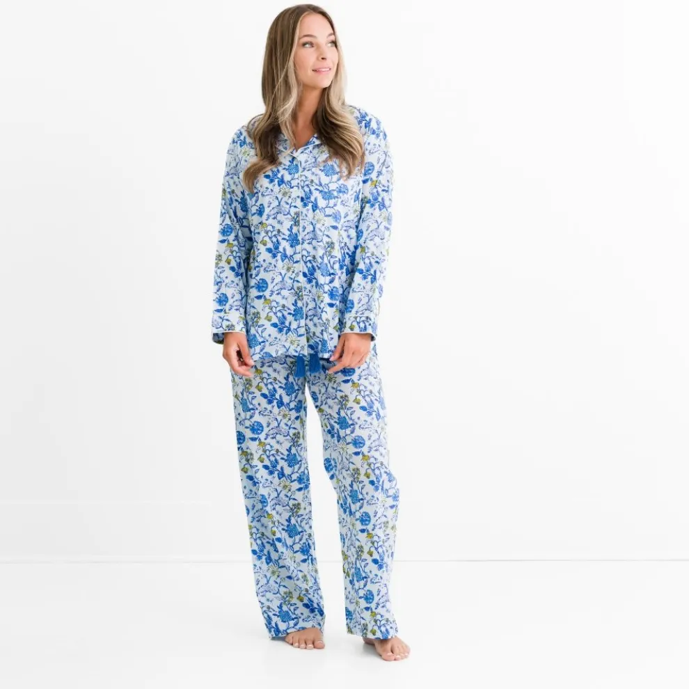 Mila Floral Blue Pajama Top