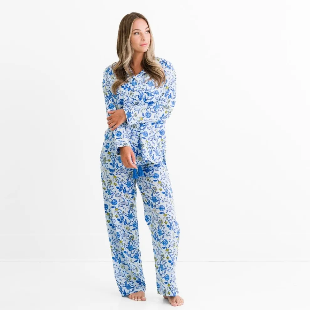 Mila Floral Blue Pajama Top