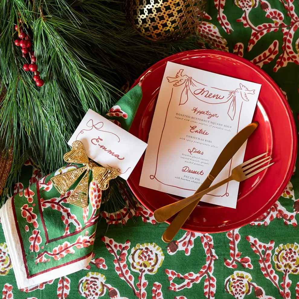 Gold Bow Beaded Napkin Ring | Set of 4