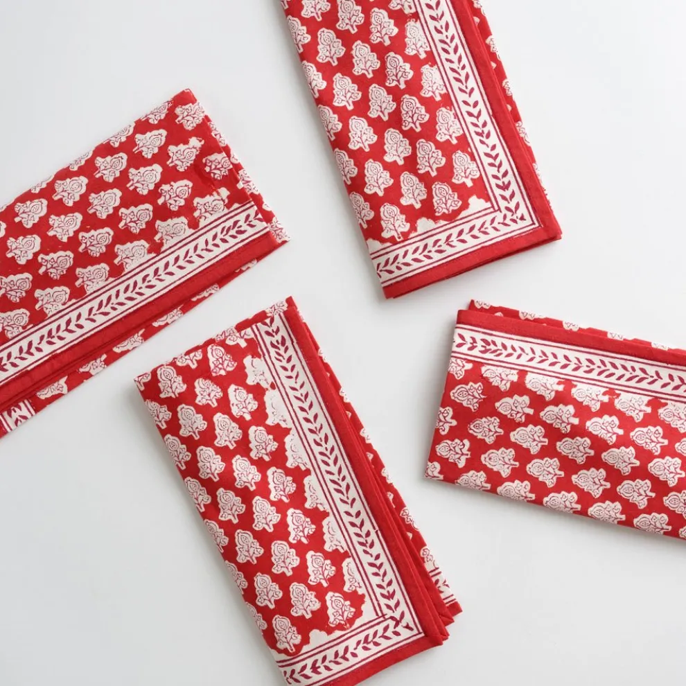 Pom Buti Red Napkin | Set of 4