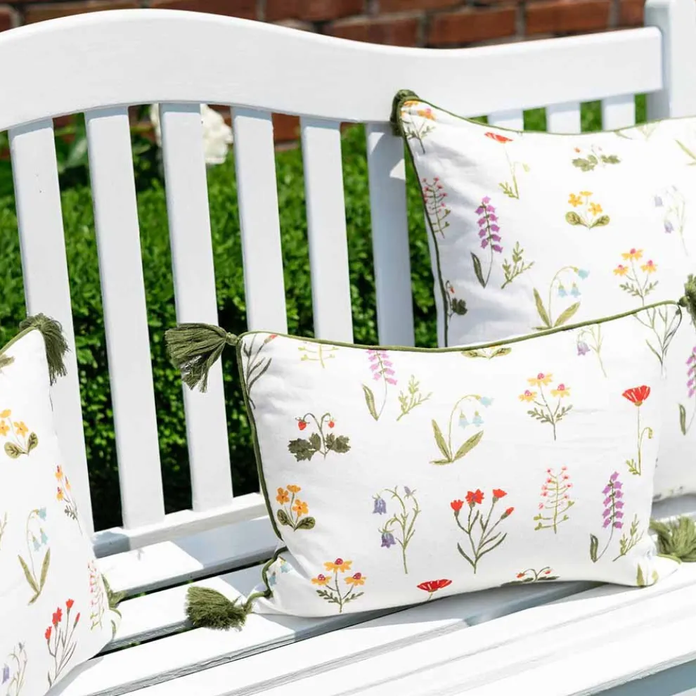 Botanical Garden Linen Lumbar Pillow Cover