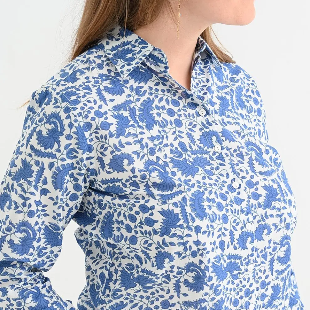 Amaranth Blue Button Down Blouse