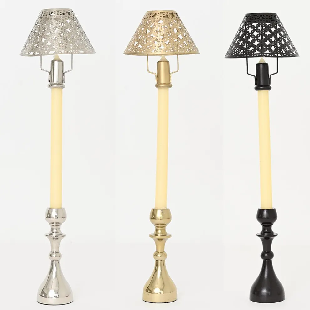 Modern Candlestick and Cutwork Shade | Set of 2
