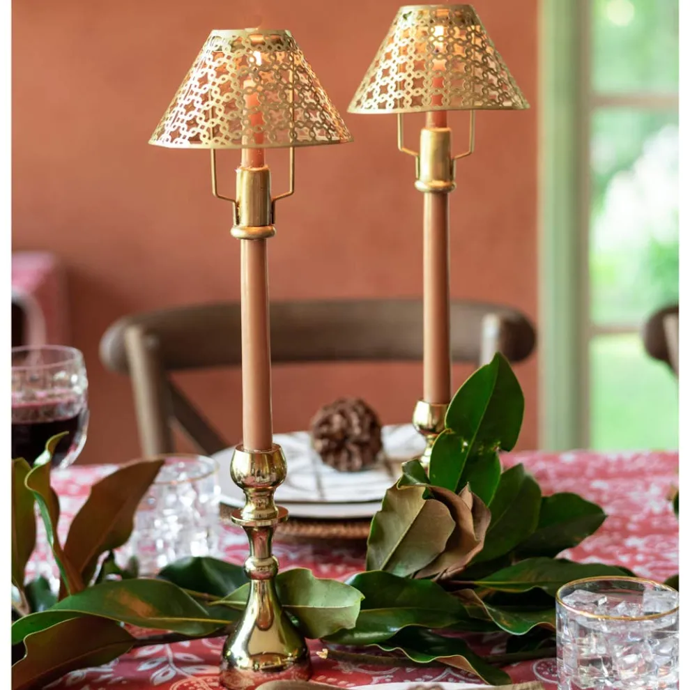 Modern Candlestick and Cutwork Shade | Set of 2