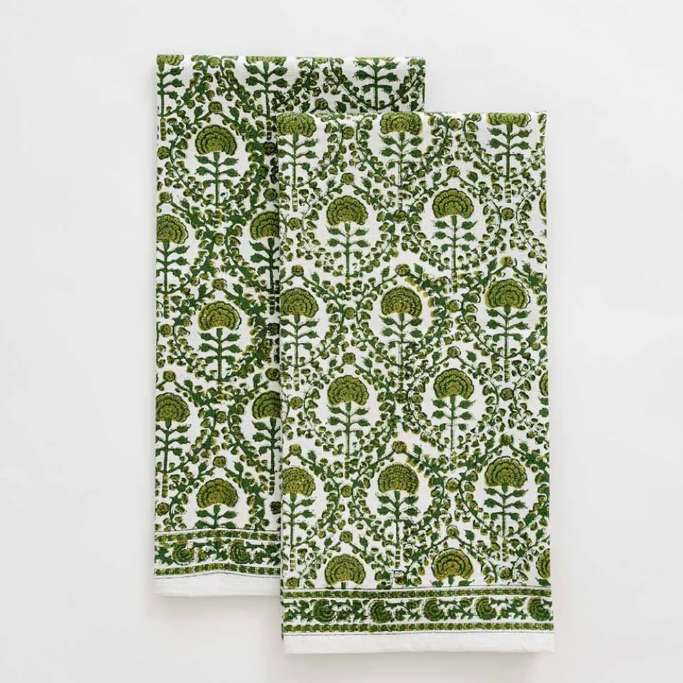 Caroline Green Tea Towel | Set of 2