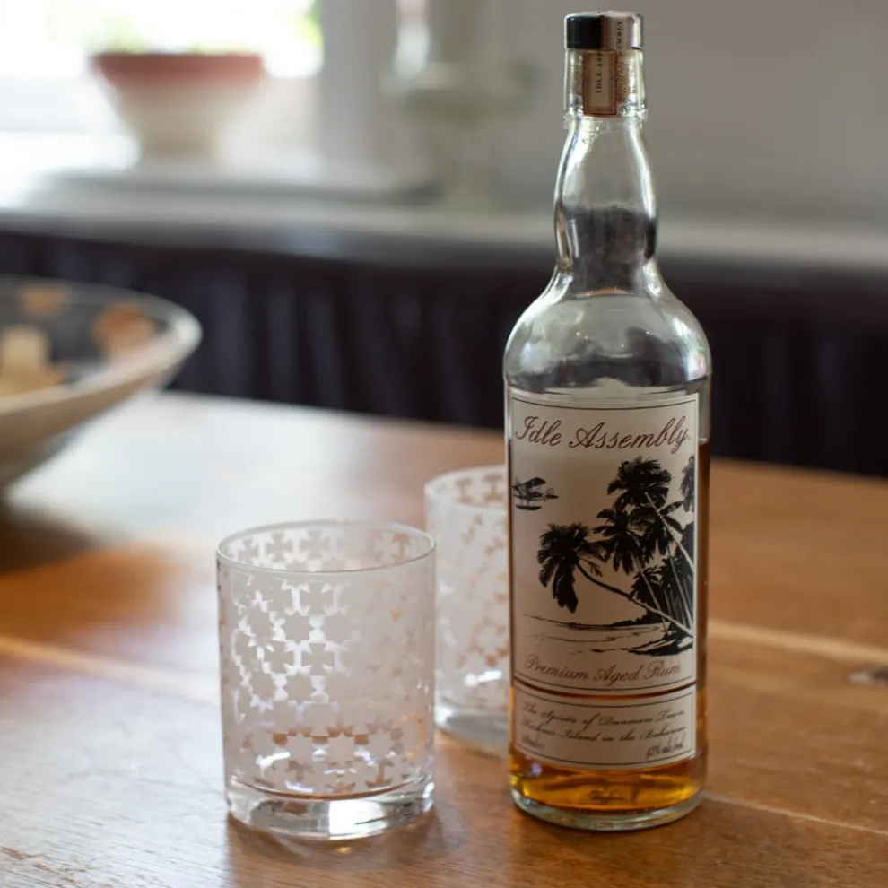 India Hicks Home Frosted Cuban Cross Bourbon Glass | Set of 4