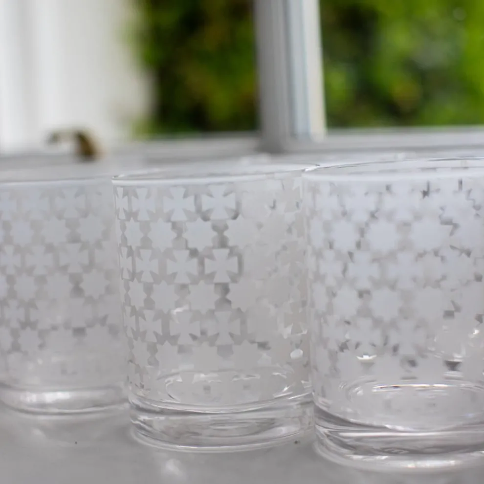 India Hicks Home Frosted Cuban Cross Bourbon Glass | Set of 4